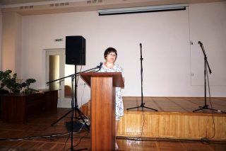 Вітальне слово голови профкому ВОДТМО Євгенії Нагорної